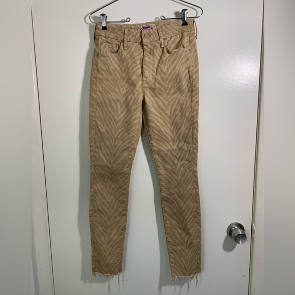 Mother the looker ankle fray, Sweet stripes, animal print tiger striped jeans 26